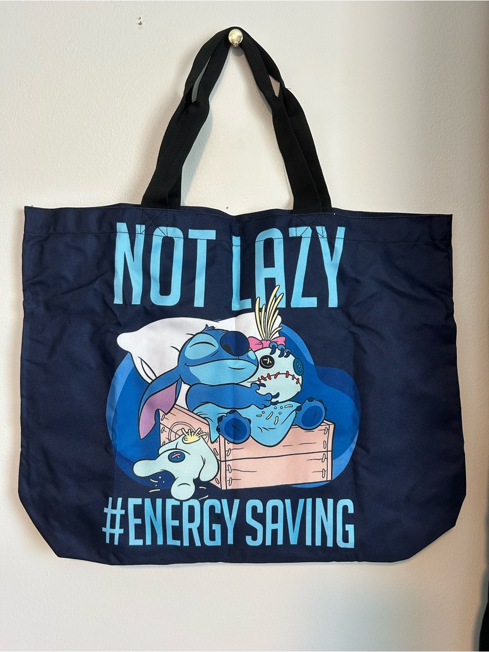 Extra large, Heavy duty canvas Stitch Not Lazy #EnergySavingTote Bag